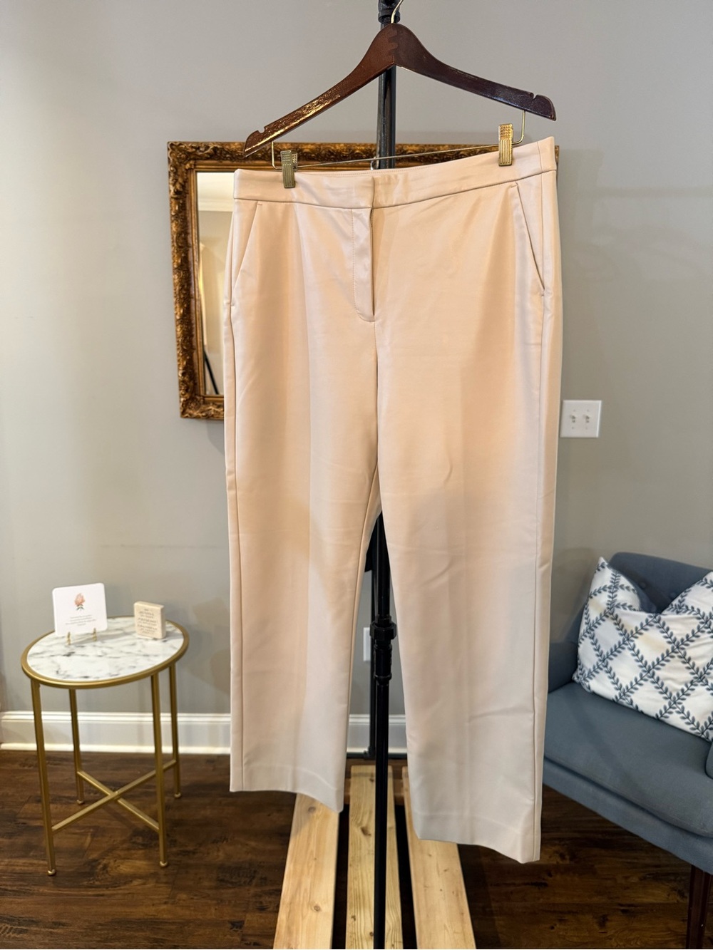 J. Crew Women's Faux Leather Pants Light Beige Straight